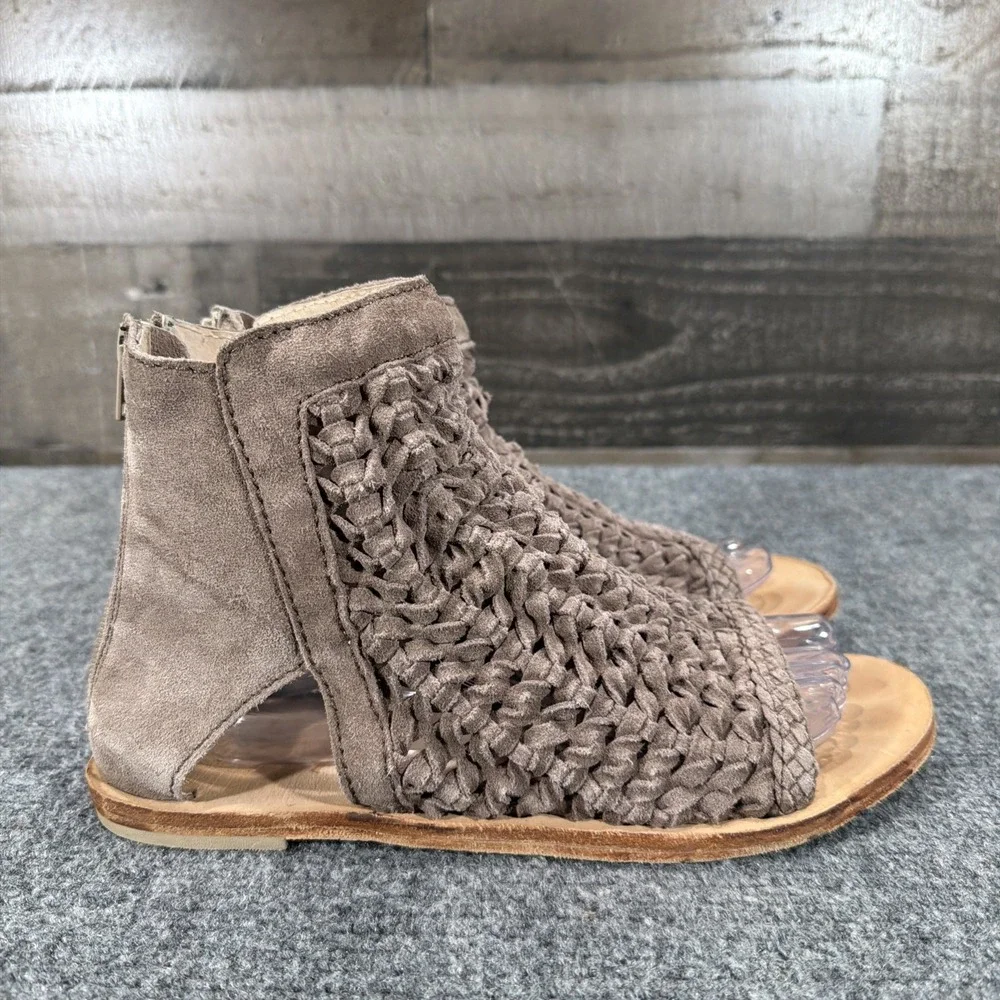 Free People Island Cruiser Woven Suede Sandals Boho Bootie Taupe EU 40 US 10